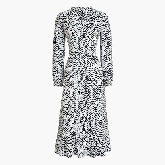 J. Crew Ruffle-Neck Leopard Peasant Dress - 2 - Picture 1 of 9